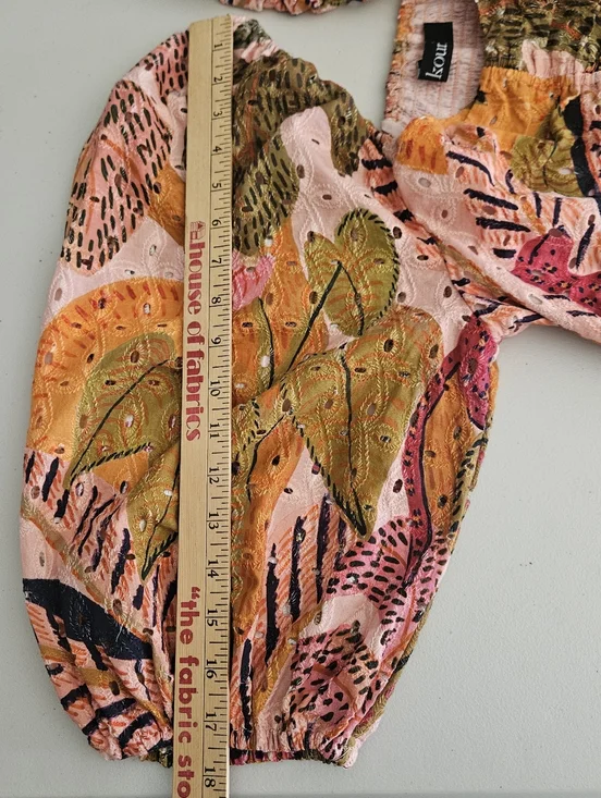 Kourt Robbie Palm Eyelet Puff Sleeve Mini Dress - Tropical Print - Size Medium - Picture 11 of 13